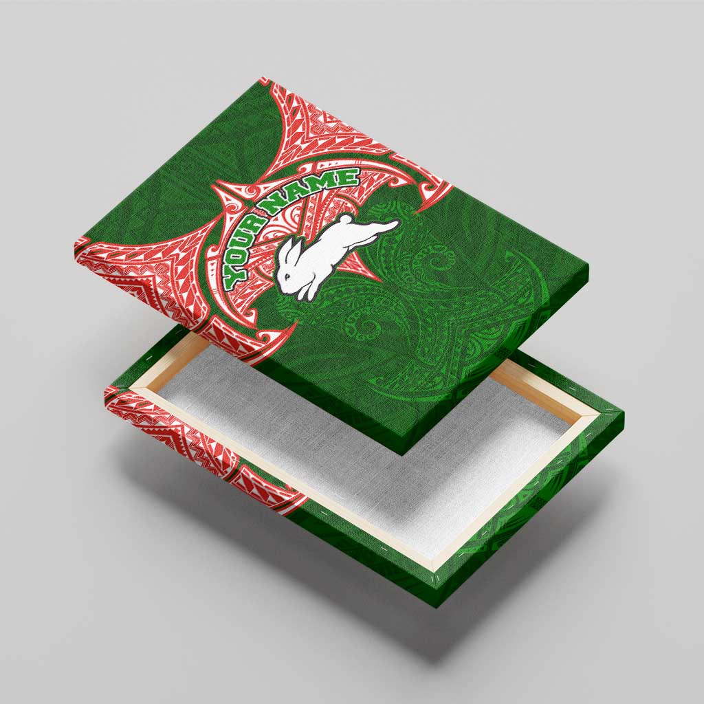 Personalized South Sydney Rabbitohs Canvas Wall Art Polynesian Tribal Pattern Style