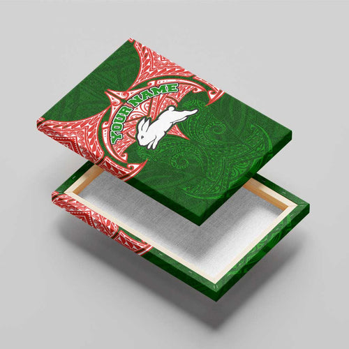 Personalized South Sydney Rabbitohs Canvas Wall Art Polynesian Tribal Pattern Style