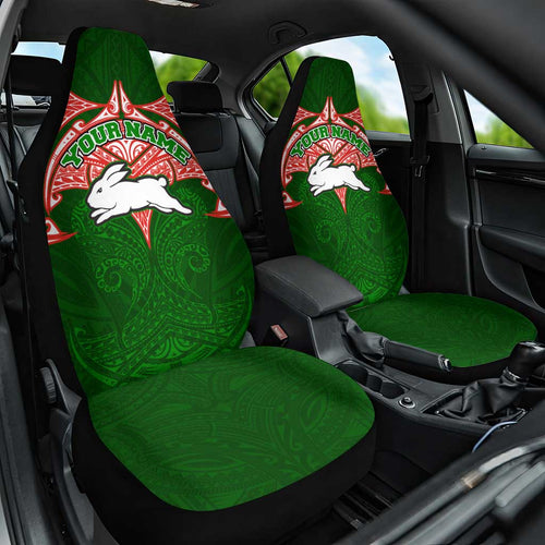 Personalized South Sydney Rabbitohs Car Seat Cover Polynesian Tribal Pattern Style