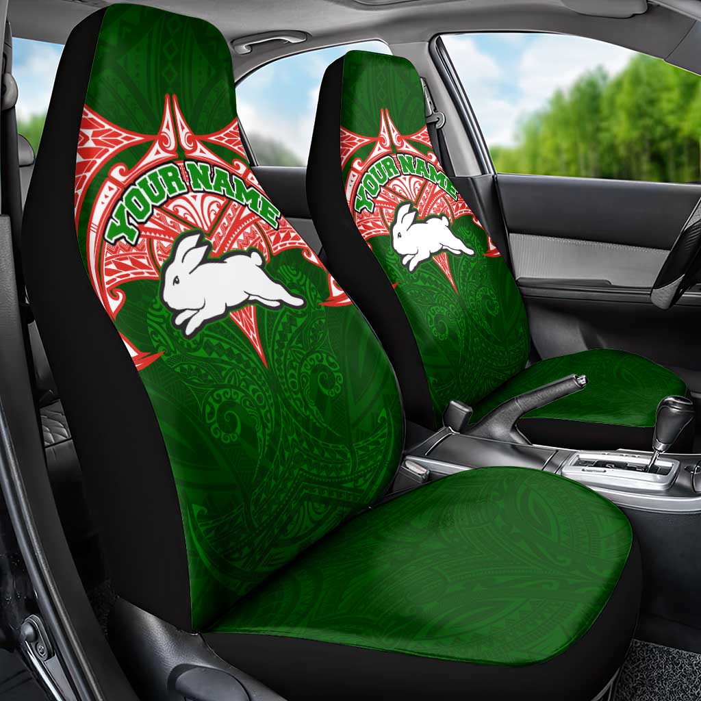 Personalized South Sydney Rabbitohs Car Seat Cover Polynesian Tribal Pattern Style