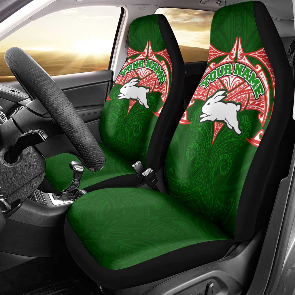 Personalized South Sydney Rabbitohs Car Seat Cover Polynesian Tribal Pattern Style