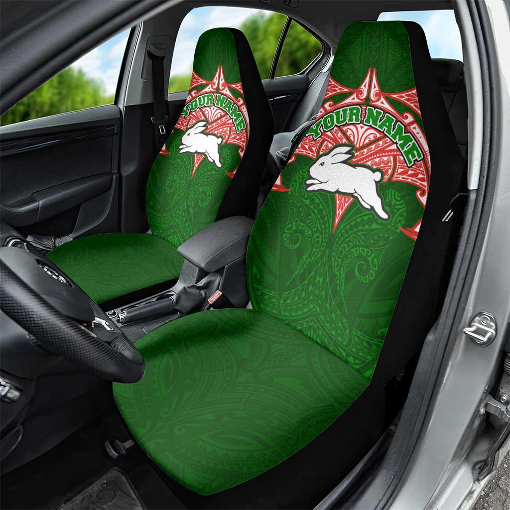 Personalized South Sydney Rabbitohs Car Seat Cover Polynesian Tribal Pattern Style