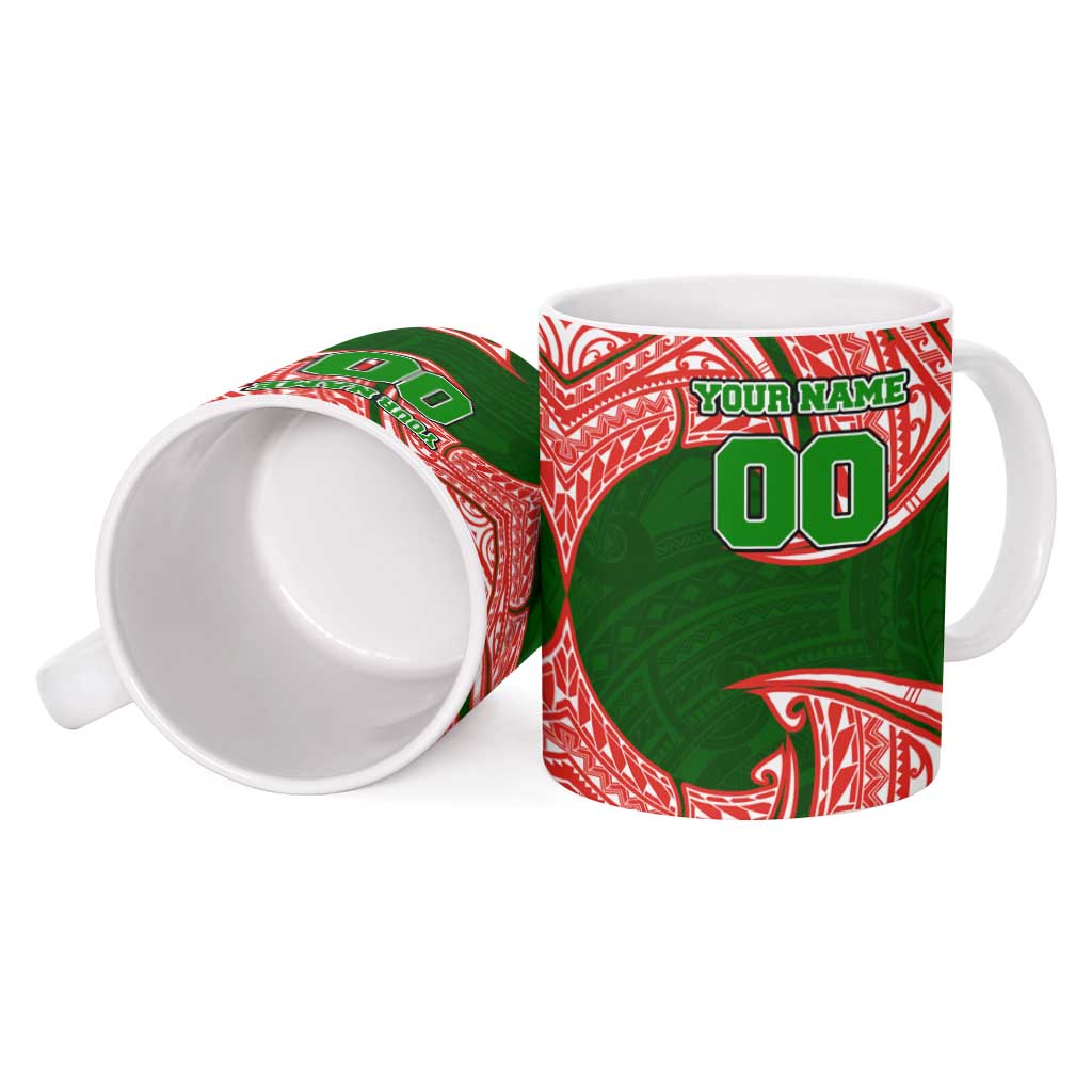Personalized South Sydney Rabbitohs Ceramic Mug Polynesian Tribal Pattern Style