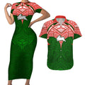 Personalized South Sydney Rabbitohs Couples Matching Short Sleeve Bodycon Dress and Hawaiian Shirt Polynesian Tribal Pattern Style