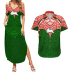 Personalized South Sydney Rabbitohs Couples Matching Summer Maxi Dress and Hawaiian Shirt Polynesian Tribal Pattern Style