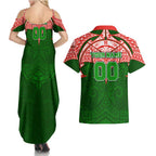 Personalized South Sydney Rabbitohs Couples Matching Summer Maxi Dress and Hawaiian Shirt Polynesian Tribal Pattern Style