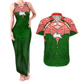 Personalized South Sydney Rabbitohs Couples Matching Tank Maxi Dress and Hawaiian Shirt Polynesian Tribal Pattern Style