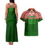 Personalized South Sydney Rabbitohs Couples Matching Tank Maxi Dress and Hawaiian Shirt Polynesian Tribal Pattern Style