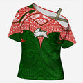 Personalized South Sydney Rabbitohs Cross Shoulder Shirt Polynesian Tribal Pattern Style