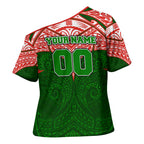 Personalized South Sydney Rabbitohs Cross Shoulder Shirt Polynesian Tribal Pattern Style