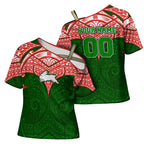 Personalized South Sydney Rabbitohs Cross Shoulder Shirt Polynesian Tribal Pattern Style