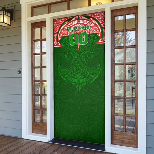 Personalized South Sydney Rabbitohs Door Cover Polynesian Tribal Pattern Style