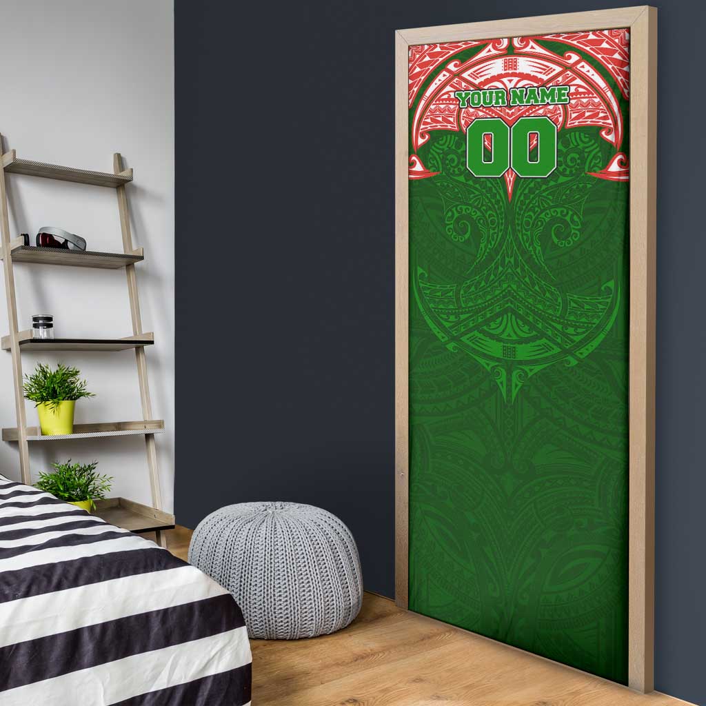 Personalized South Sydney Rabbitohs Door Cover Polynesian Tribal Pattern Style