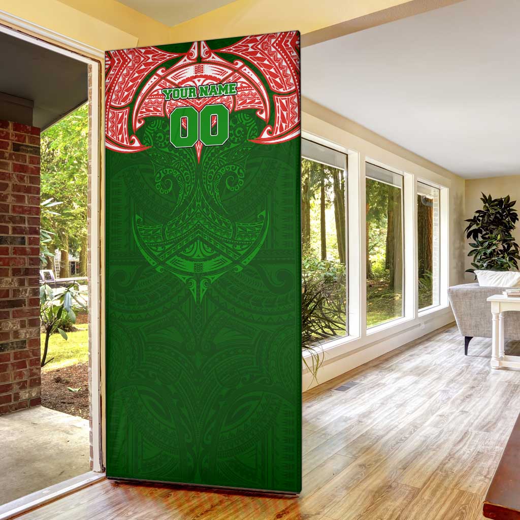 Personalized South Sydney Rabbitohs Door Cover Polynesian Tribal Pattern Style