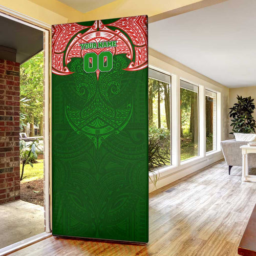 Personalized South Sydney Rabbitohs Door Cover Polynesian Tribal Pattern Style