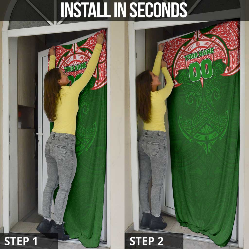 Personalized South Sydney Rabbitohs Door Cover Polynesian Tribal Pattern Style
