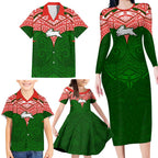 Personalized South Sydney Rabbitohs Family Matching Long Sleeve Bodycon Dress and Hawaiian Shirt Polynesian Tribal Pattern Style