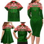 Personalized South Sydney Rabbitohs Family Matching Long Sleeve Bodycon Dress and Hawaiian Shirt Polynesian Tribal Pattern Style