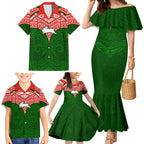 Personalized South Sydney Rabbitohs Family Matching Mermaid Dress and Hawaiian Shirt Polynesian Tribal Pattern Style