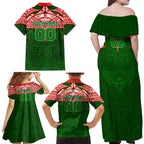 Personalized South Sydney Rabbitohs Family Matching Off Shoulder Maxi Dress and Hawaiian Shirt Polynesian Tribal Pattern Style