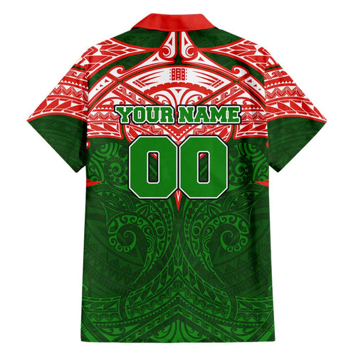 Personalized South Sydney Rabbitohs Family Matching Off Shoulder Maxi Dress and Hawaiian Shirt Polynesian Tribal Pattern Style