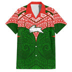 Personalized South Sydney Rabbitohs Family Matching Off Shoulder Short Dress and Hawaiian Shirt Polynesian Tribal Pattern Style