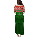 Personalized South Sydney Rabbitohs Family Matching Puletasi and Hawaiian Shirt Polynesian Tribal Pattern Style