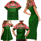 Personalized South Sydney Rabbitohs Family Matching Short Sleeve Bodycon Dress and Hawaiian Shirt Polynesian Tribal Pattern Style