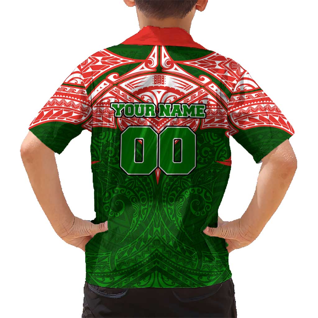 Personalized South Sydney Rabbitohs Family Matching Summer Maxi Dress and Hawaiian Shirt Polynesian Tribal Pattern Style