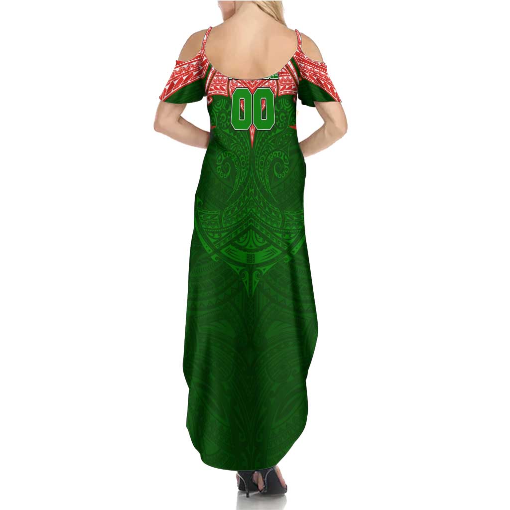 Personalized South Sydney Rabbitohs Family Matching Summer Maxi Dress and Hawaiian Shirt Polynesian Tribal Pattern Style