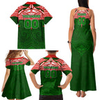 Personalized South Sydney Rabbitohs Family Matching Tank Maxi Dress and Hawaiian Shirt Polynesian Tribal Pattern Style