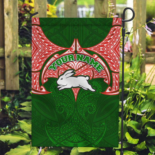 Personalized South Sydney Rabbitohs Garden Flag Polynesian Tribal Pattern Style
