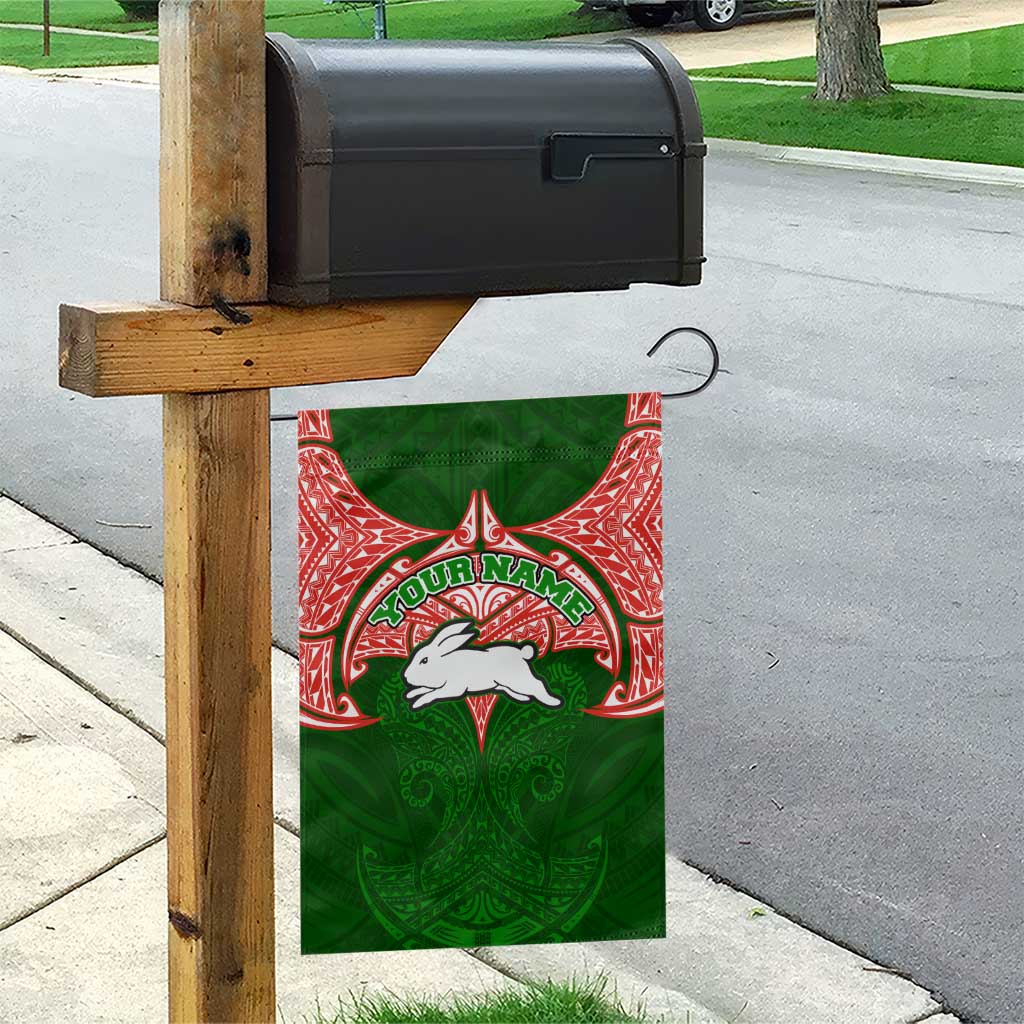 Personalized South Sydney Rabbitohs Garden Flag Polynesian Tribal Pattern Style