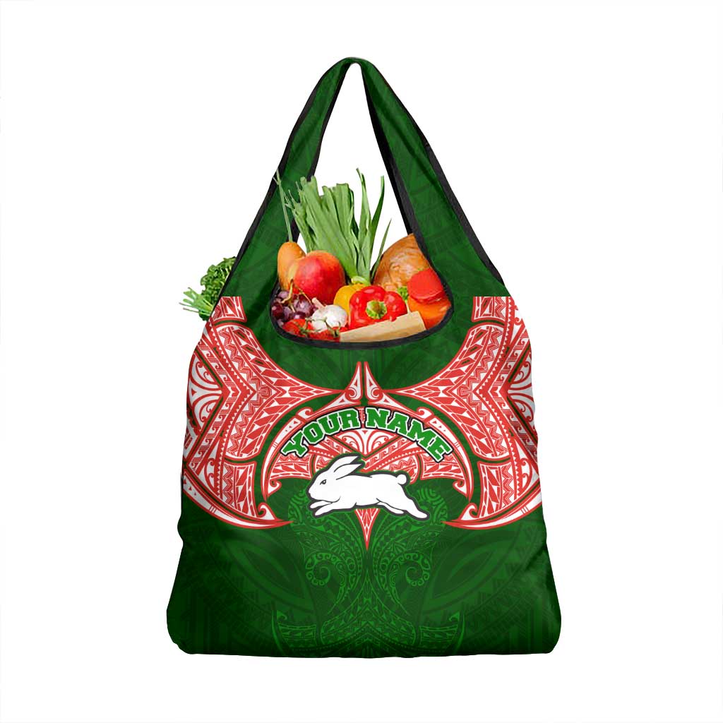 Personalized South Sydney Rabbitohs Grocery Bag Polynesian Tribal Pattern Style