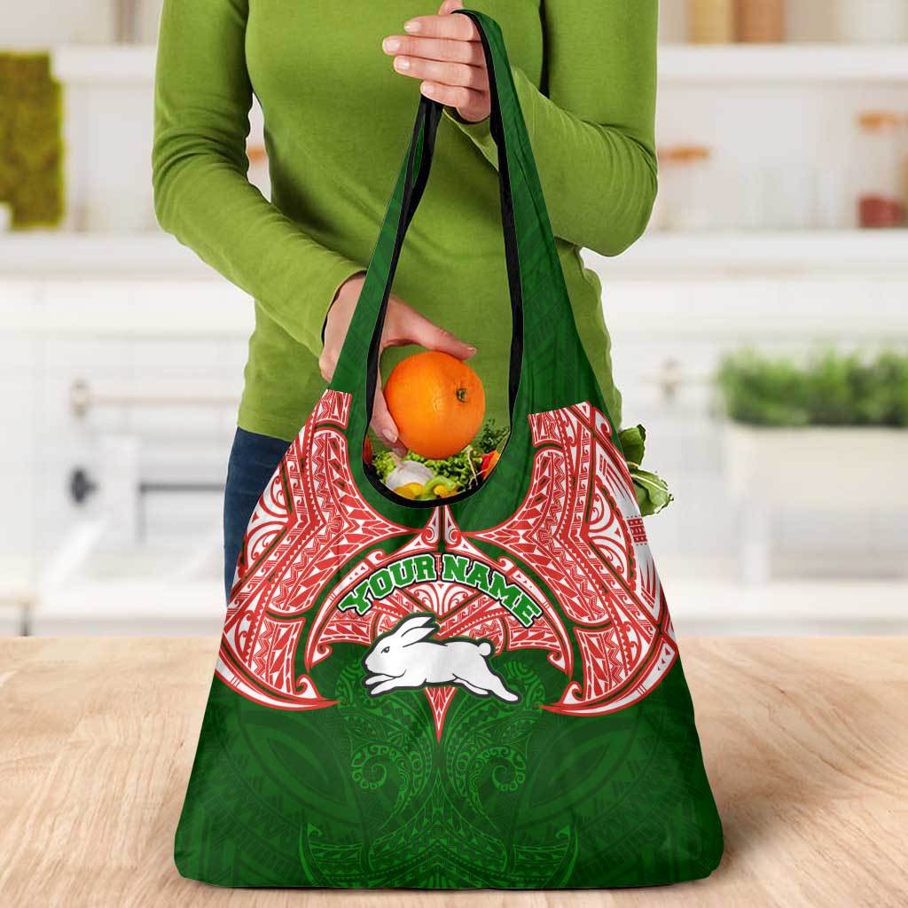 Personalized South Sydney Rabbitohs Grocery Bag Polynesian Tribal Pattern Style