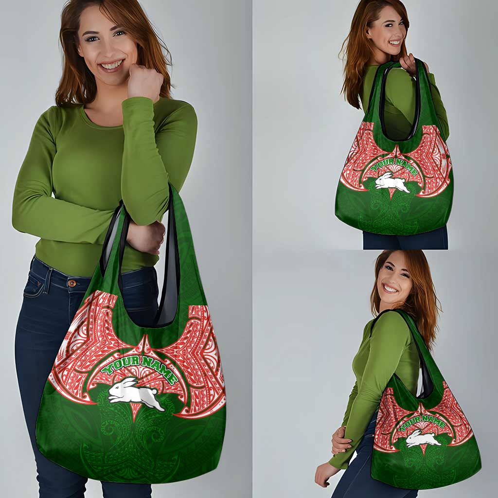 Personalized South Sydney Rabbitohs Grocery Bag Polynesian Tribal Pattern Style