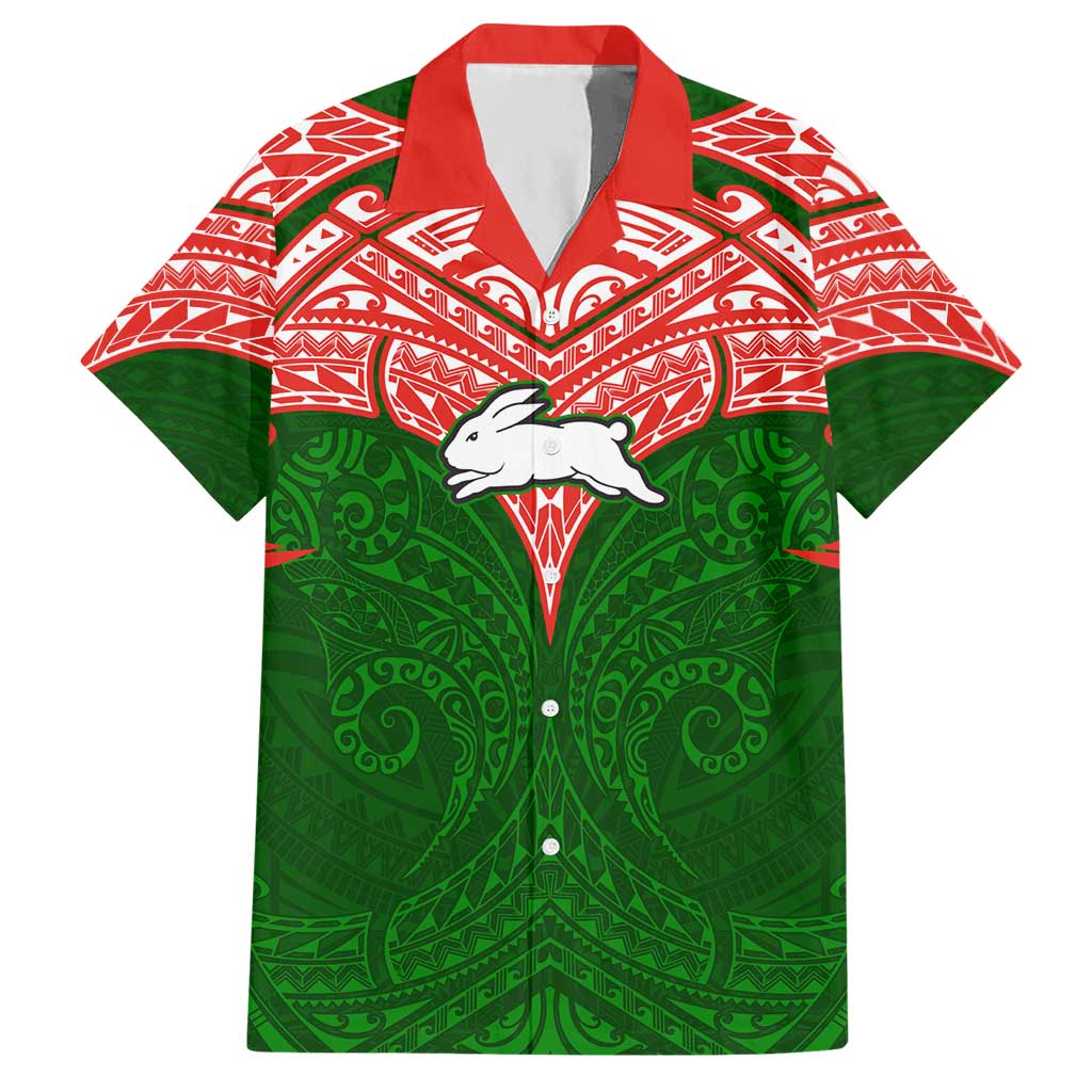 Personalized South Sydney Rabbitohs Hawaiian Shirt Polynesian Tribal Pattern Style