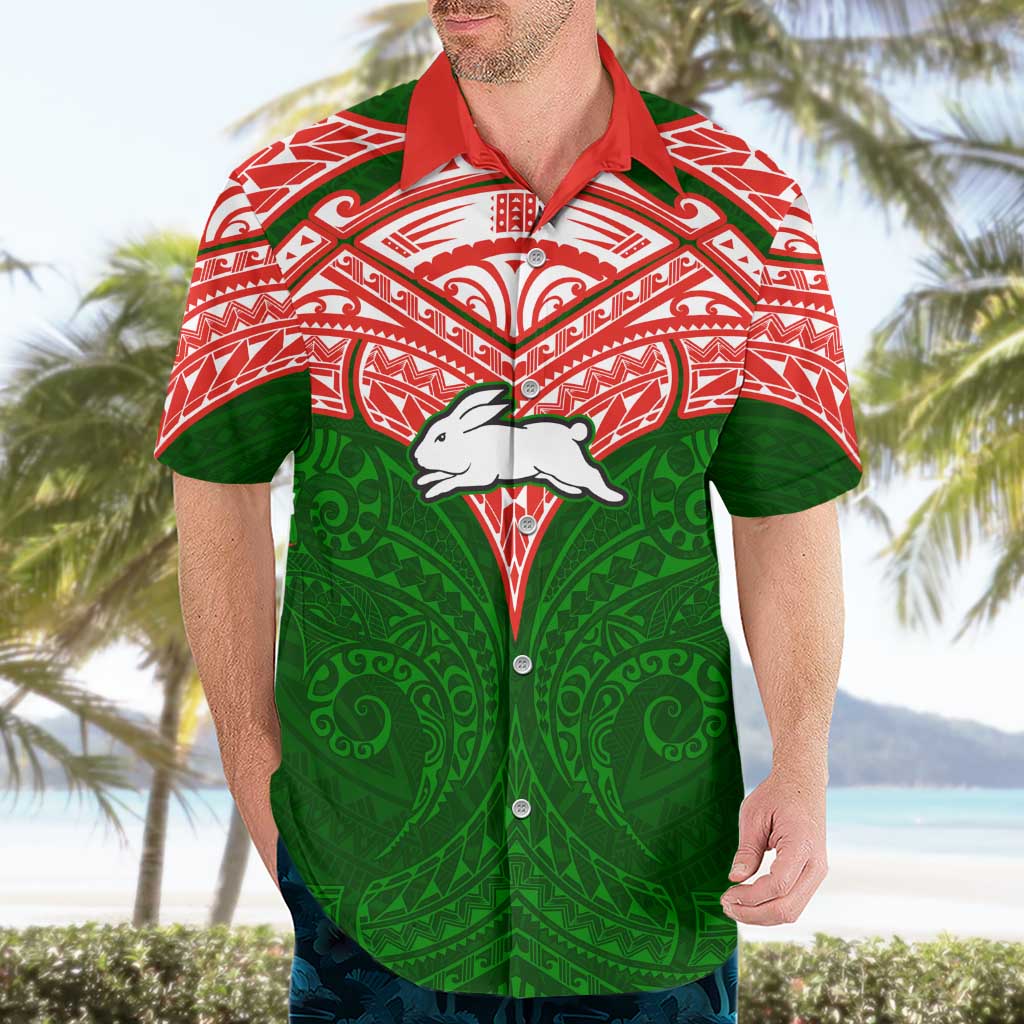 Personalized South Sydney Rabbitohs Hawaiian Shirt Polynesian Tribal Pattern Style