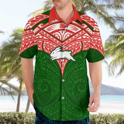 Personalized South Sydney Rabbitohs Hawaiian Shirt Polynesian Tribal Pattern Style