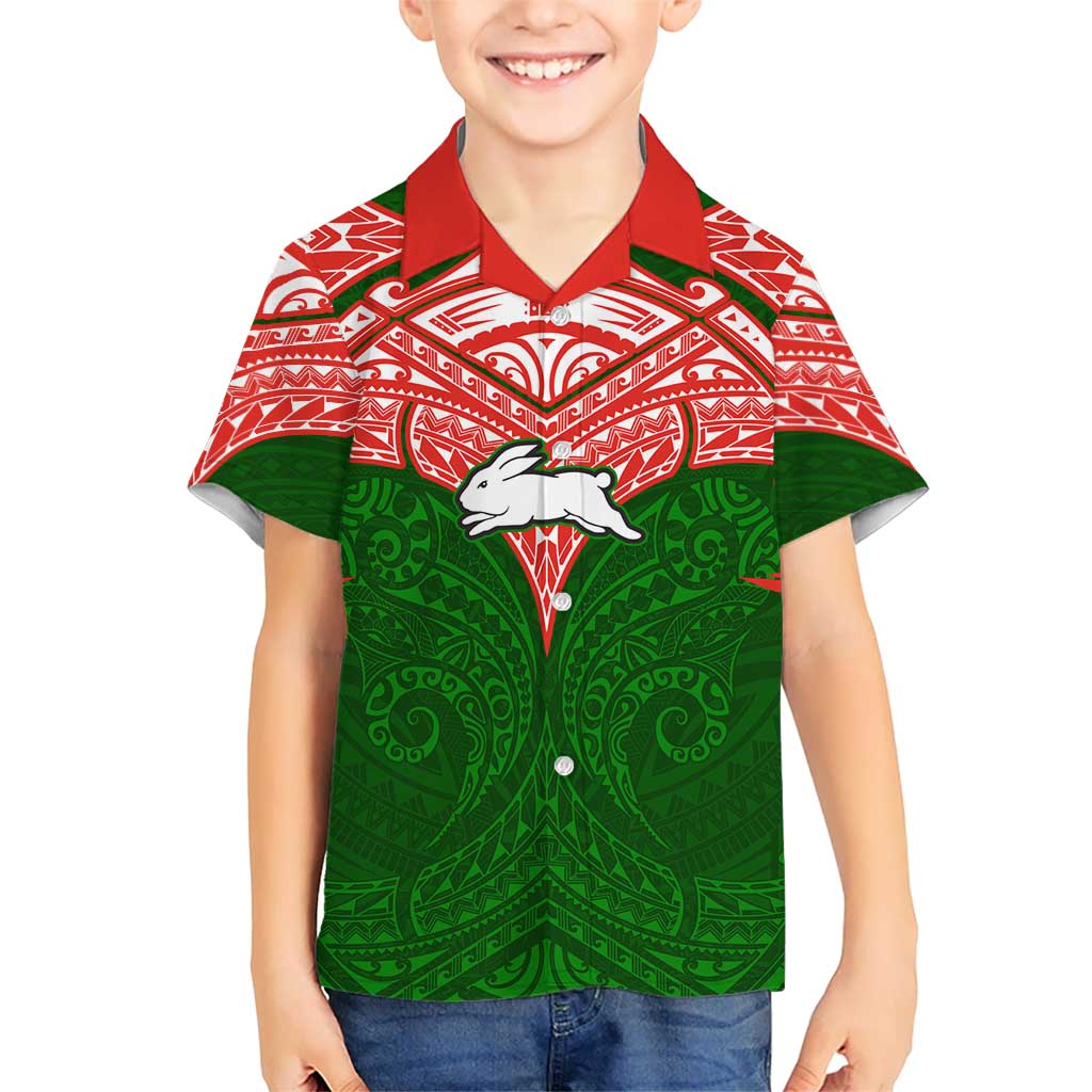 Personalized South Sydney Rabbitohs Hawaiian Shirt Polynesian Tribal Pattern Style