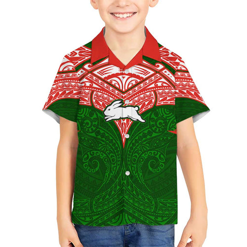 Personalized South Sydney Rabbitohs Hawaiian Shirt Polynesian Tribal Pattern Style