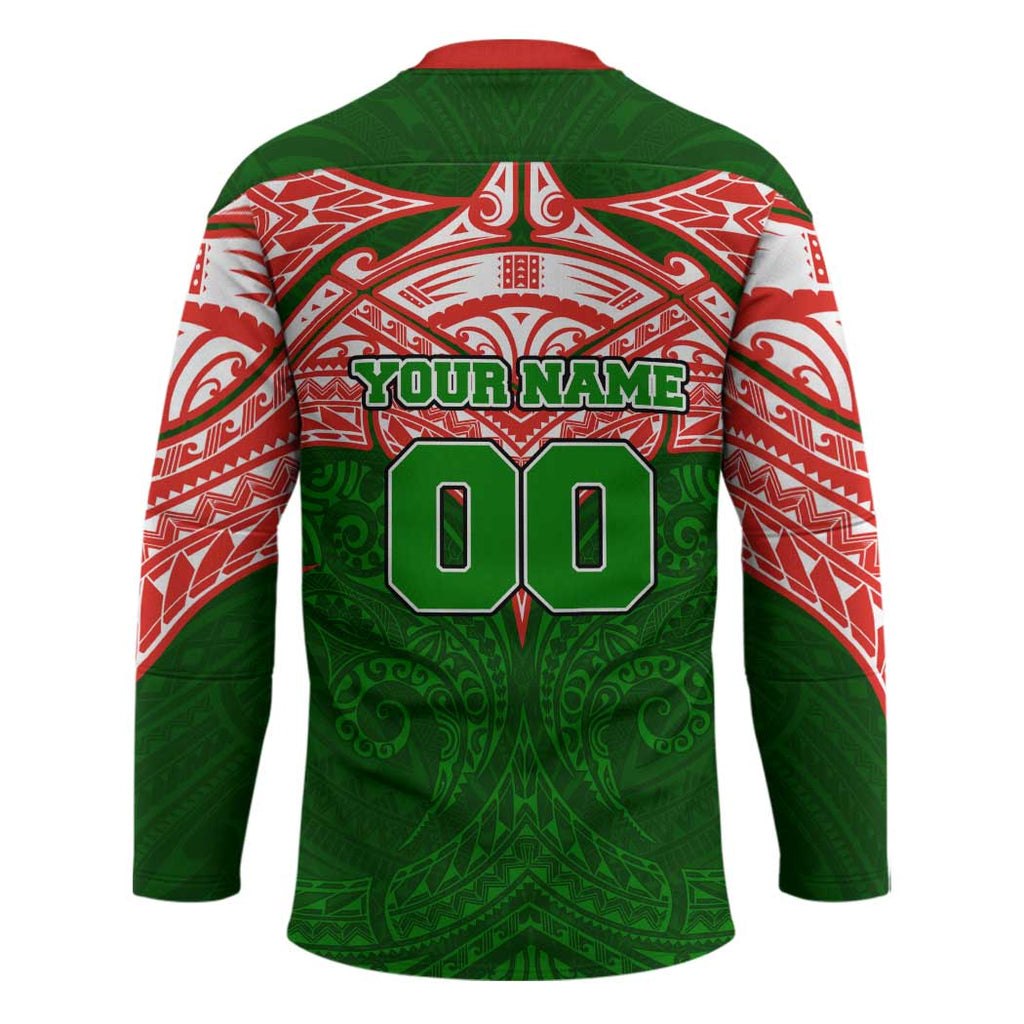 Personalized South Sydney Rabbitohs Hockey Jersey Polynesian Tribal Pattern Style