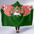 Personalized South Sydney Rabbitohs Hooded Blanket Polynesian Tribal Pattern Style