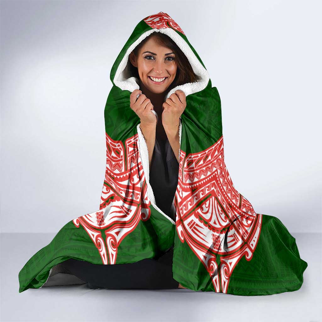 Personalized South Sydney Rabbitohs Hooded Blanket Polynesian Tribal Pattern Style