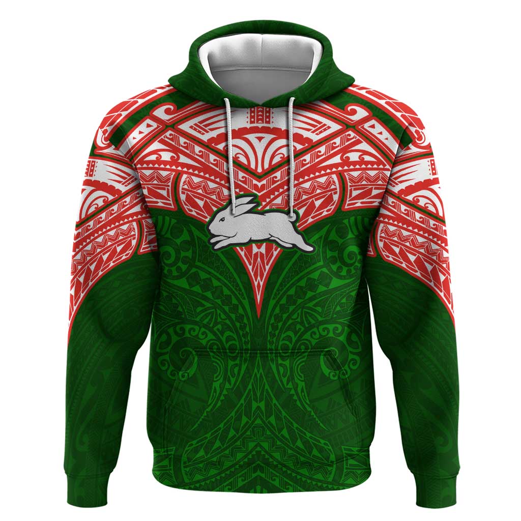 Personalized South Sydney Rabbitohs Hoodie Polynesian Tribal Pattern Style