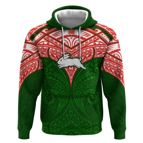 Personalized South Sydney Rabbitohs Hoodie Polynesian Tribal Pattern Style