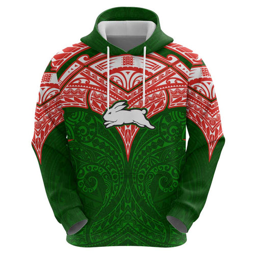 Personalized South Sydney Rabbitohs Hoodie Polynesian Tribal Pattern Style