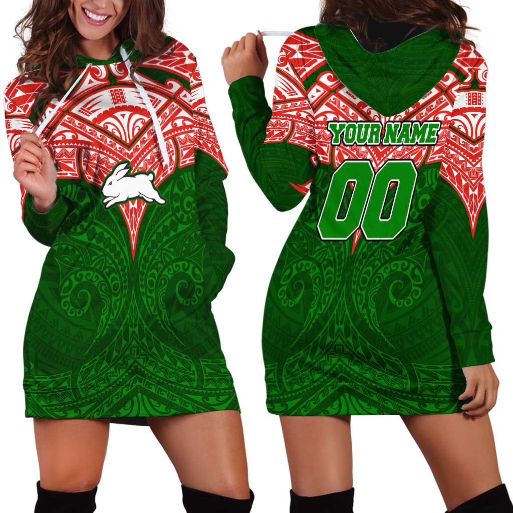 Personalized South Sydney Rabbitohs Hoodie Dress Polynesian Tribal Pattern Style
