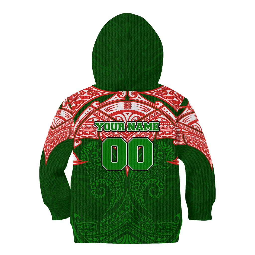 Personalized South Sydney Rabbitohs Kid Hoodie Polynesian Tribal Pattern Style