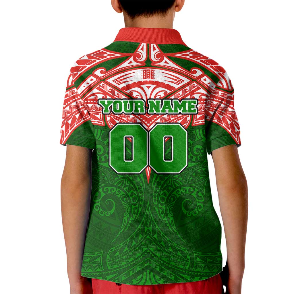 Personalized South Sydney Rabbitohs Kid Polo Shirt Polynesian Tribal Pattern Style